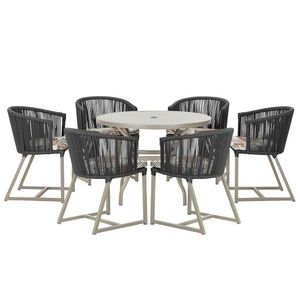 Mesa E 6 Cadeiras De Jantar Noronha Fendi E6 Trama Original Preto