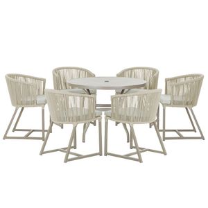 Mesa E 6 Cadeiras De Jantar Noronha Fendi E3 Trama Original Rami