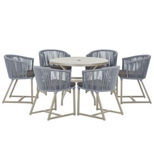 Mesa E 6 Cadeiras De Jantar Noronha Fendi E11 Trama Original Prata