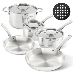 Duxtop Conjunto De Panelas Tri-ply Inox 9pc Para Indução (aço Inox)
