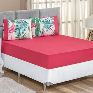 Jogo De Lençol Casal 200 Fios 3 Peças Naturalle Flamingo Pink