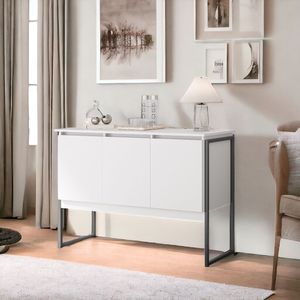 Buffet Aparador Luxo Roma - Branco E Preto Branco E Preto