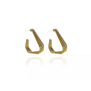 Brinco Argola Três Triângulos Folheado A Ouro 18k