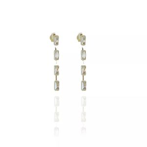 Brinco Corrente De Zircônias Folheado A Ouro 18k
