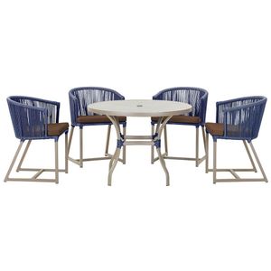 Mesa Com 4 Cadeiras E Noronha Estofado 9 Trama Original Azul