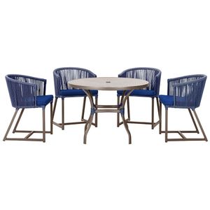 Mesa Com 4 Cadeiras E Noronha Estofado 10 Trama Original Azul