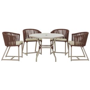 Mesa Com 4 Cadeiras E Noronha Estofado 7 Trama Original Marrom