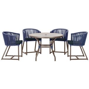 Mesa Com 4 Cadeiras E Noronha Estofado 12 Trama Original Azul