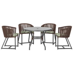 Mesa Com 4 Cadeiras E Noronha Estofado 5 Trama Original Marrom
