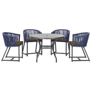 Mesa Com 4 Cadeiras E Noronha Estofado 9 Trama Original Azul