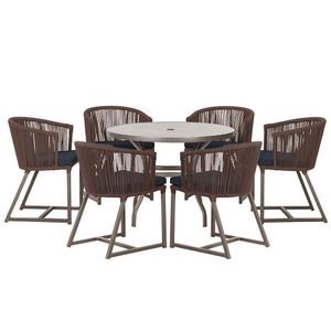 Mesa Com 6 Cadeiras De Jantar Noronha E12 Trama Original Marrom