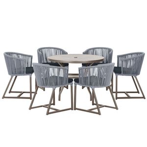 Mesa Com 6 Cadeiras De Jantar Noronha E12 Trama Original Prata