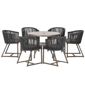 Mesa Com 6 Cadeiras Jantar Noronha Marrom E11 Trama Original Preto