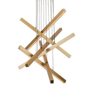 Lustre Pendente Newline Fit Led 715 Bivolt Dourado 3000k Luz Amarela
