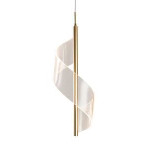 Lustre Pendente Nordecor Ruban 2484 Dourado Fosco Led Bivolt