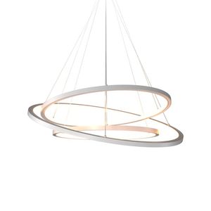 Lustre Pendente Orluce Tabat Or1751 Com 3 Aros 60-50-40cm Branco Led Bivolt