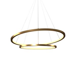 Lustre Pendente Orluce Tabat Or1790 Com 2 Aros 60-40cm Dourado Led Bivolt