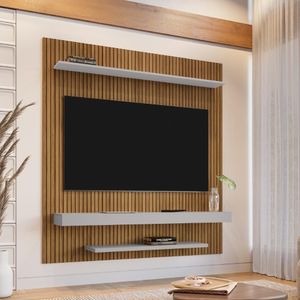 Painel Lazaro Para Tv 60 Polegadas Cinamomo Ripado Off White
