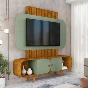 Home Para Tv 75 Polegadas Riacho Naturalle Pistache