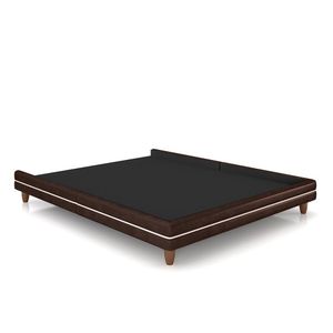 Cama Avulsa Para Colchão King Torres Pés Em Madeira Pu Marrom G91 - Gran Belo