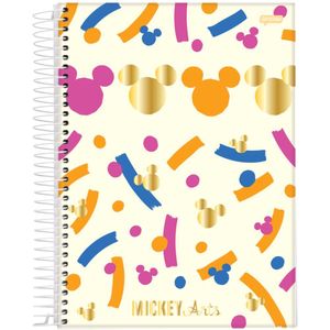 Caderno Espiral Capa Dura Colegial A5 10 Matérias 160 Folhas Mickey Arts Jandaia Estampa 2