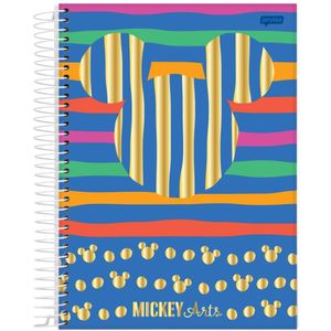 Caderno Espiral Capa Dura Colegial A5 10 Matérias 160 Folhas Mickey Arts Jandaia Estampa 1