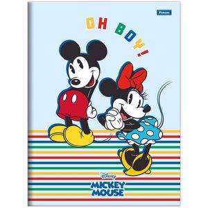Caderno Brochura Capa Dura Universitário Disney Mickey Mouse 80 Folhas Foroni Azul Claro