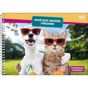 Caderno De Cartografia E Desenho Espiral Capa Dura Pet 80 Folhas Jandaia Colorido