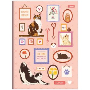 Caderno Brochura Capa Dura Universitário Smoogies 80 Folhas Foroni Rosa