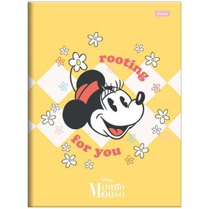 Caderno Brochura Capa Dura Universitário Disney Minnie Mouse 80 Folhas Foroni Amarelo