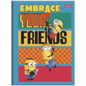 Caderno Brochura Capa Dura Universitário Minions 80 Folhas Foroni Azul