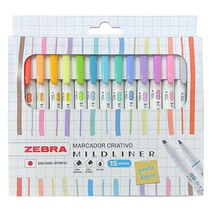 Marcador Criativo Mildliner Ponta Dupla 15 Cores Zebra