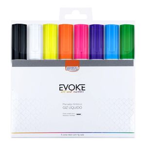 Caneta Giz Líquido 3mm 4g Neon 8 Cores Evoke Brw