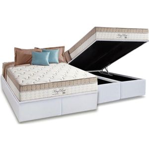 Cama Box Baú: Colchão Molas Ensacadas Superlastic King Best + Base Crc Courano White (193x203)