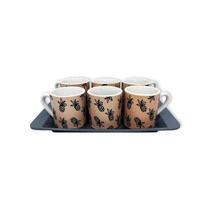 Jogo Xícaras De Café Coffee 85ml 6 Peças Com Bandeja