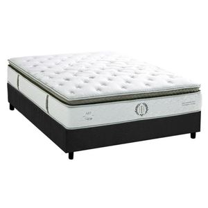 Cama Box Casal: Colchão Molas Ensacadas Herval Imperatore Gold C1655 + Base Crc Suede Gray (138x188x34)