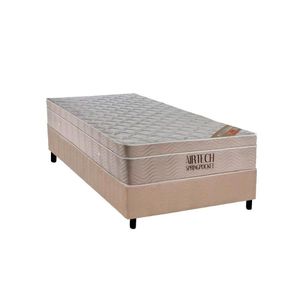 Cama Box Solteiro: Colchão Molas Ensacadas Ortobom Airtech + Base Crc Suede Clean (88x188)