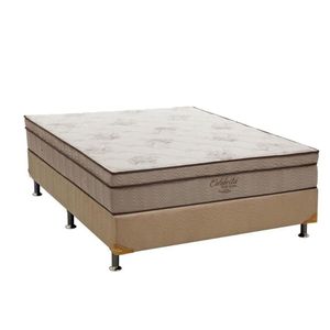 Cama Box Casal: Colchão Molas Superpocket Ensacadas Ortobom Celebrita + Base Crc Suede Clean (138x188)