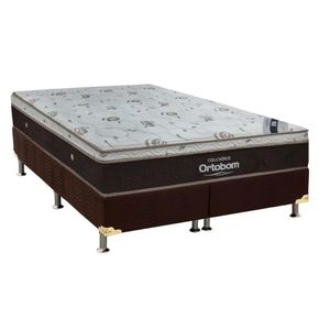 Cama Box: Colchão Molas Superpocket Ensacadas Ortobom Sleep King Látex + Base Crc Suede Brown (193x203)