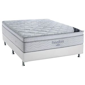 Cama Box Casal: Colchão Molas Superpocket Ensacadas Ortobom Freedom Visco + Base Crc Courano White (138x188)