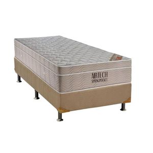 Cama Box Solteiro: Colchão Molas Superpocket Ensacadas Ortobom Fort Airtech + Base Crc Suede Clean (88x188)