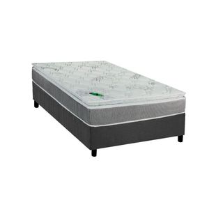 Cama Box Solteiro: Colchão Molas Ensacadas Luckspuma Maxi Life + Base Crc Suede Gray (88x188)