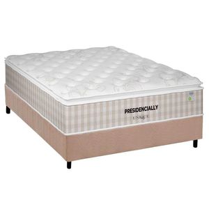 Cama Box Casal: Colchão Molas Masterpocket Ensacadas Plumatex Presidencially + Base Crc Suede Clean (138x188)