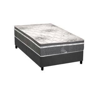 Cama Box Solteiro: Colchão Molas Ensacadas Polar Safira + Base Crc Suede Gray (88x188)