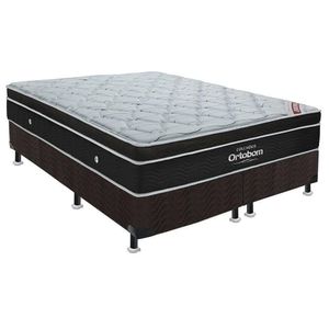 Cama Box King: Colchão Molas Superpocket Ensacadas Ortobom Elegant + Base Crc Suede Black (193x203)