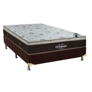 Cama Box Casal: Colchão Molas Superpocket Ensacadas Ortobom Sleep King + Box Suede Brown (138x188)