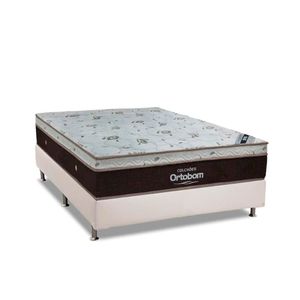 Cama Box Casal: Colchão Molas Superpocket Ensacadas Ortobom Sleep King + Box Suede White (138x188)
