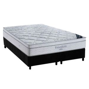 Cama Box King: Colchão Molas Superpocket Ensacadas Ortobom Freedom Visco + Base Crc Suede Black (193x203)