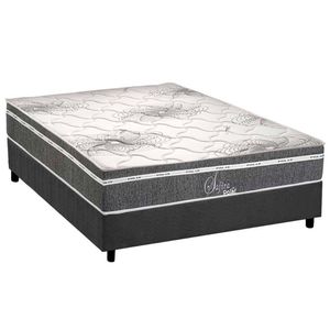 Cama Box Casal: Colchão Molas Masterpocket Ensacadas Polar Safira + Base Crc Suede Gray (138x188)