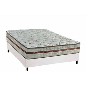 Cama Box Casal: Colchão Molas Ensacadas Classic + Base Crc Courano White (138x188)